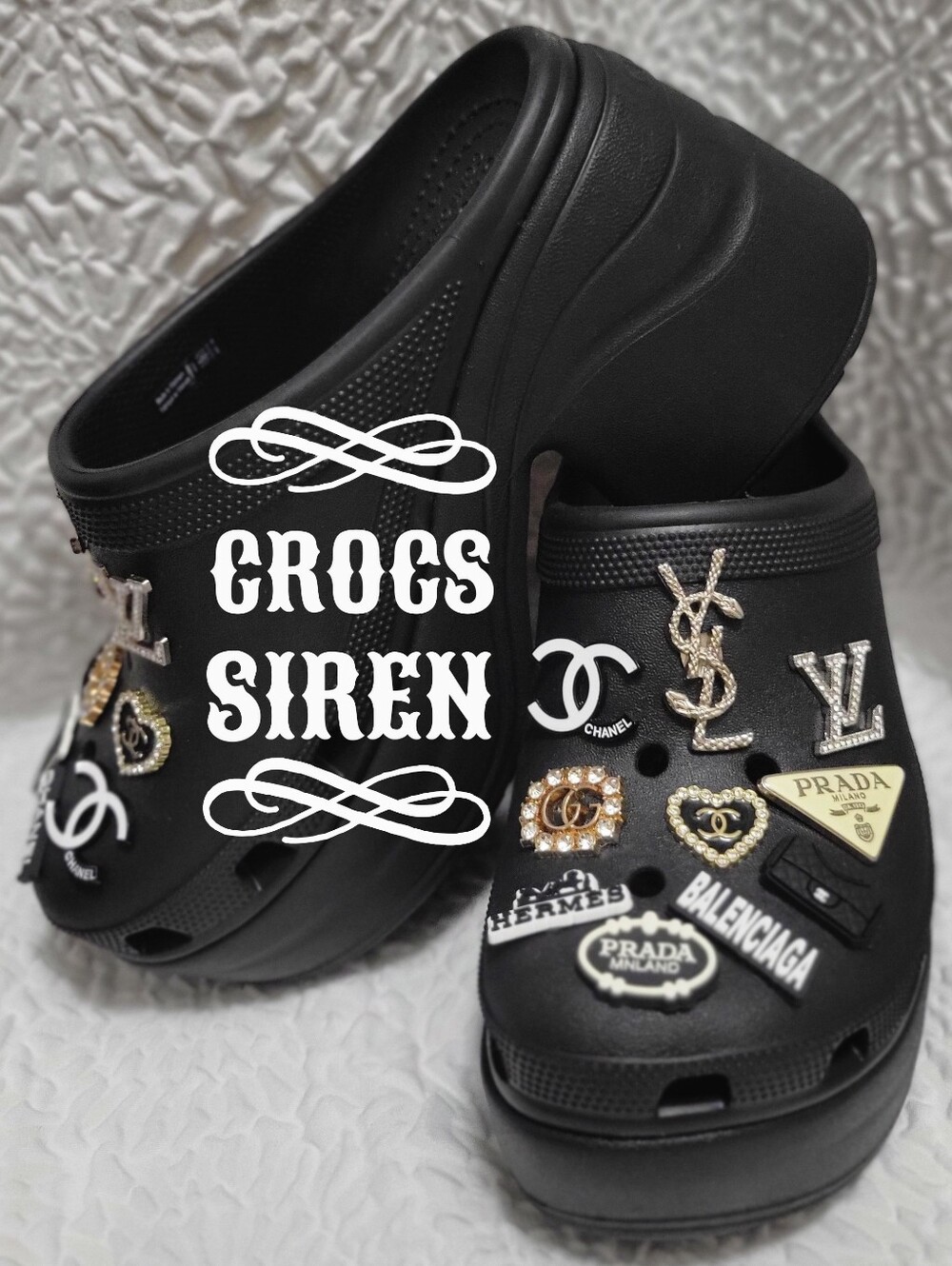 🖤Crocs Siren Platform w/Inspired Luxury Charms